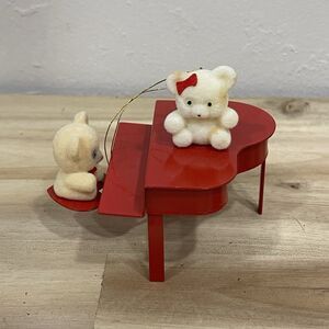 Avon Teddy Bear Ornament Collection Teddys Playing the Piano with Box Vintage